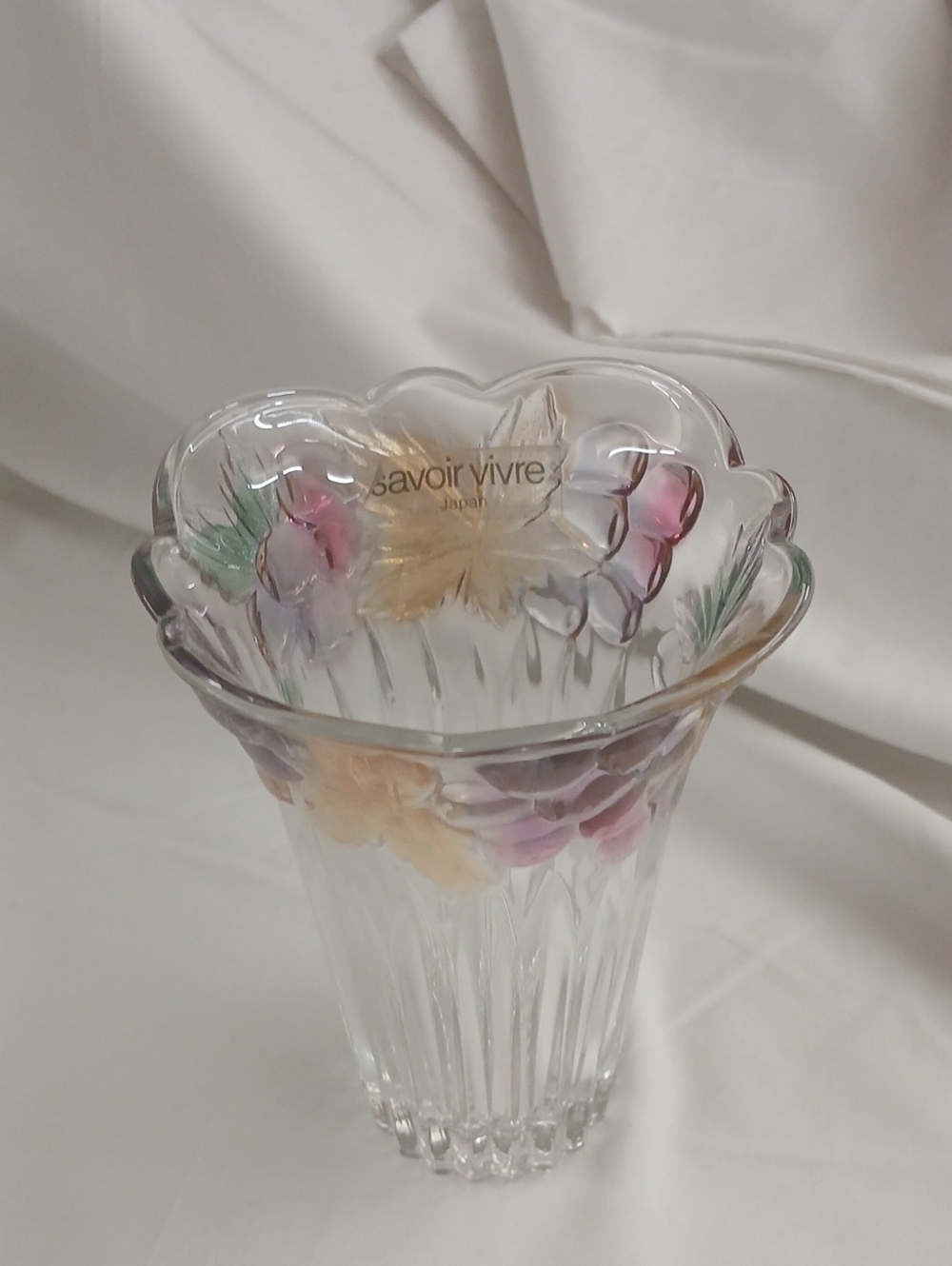 Clear Glass Floral Vase with Pastel Accents